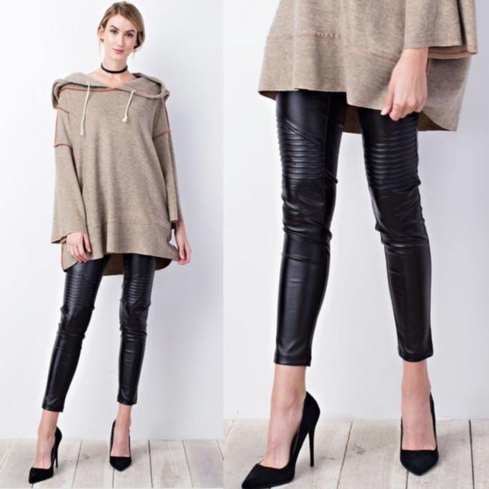 Easel Leather Look Moto Moto Leggings - Picture 6 of 6